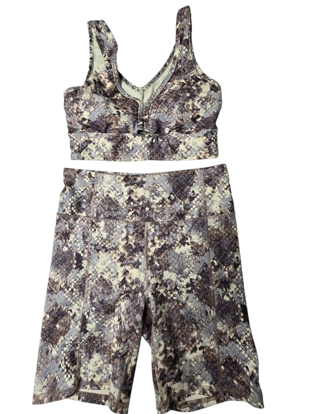 Jessica Simpson snake print sports bra and shorts matching set